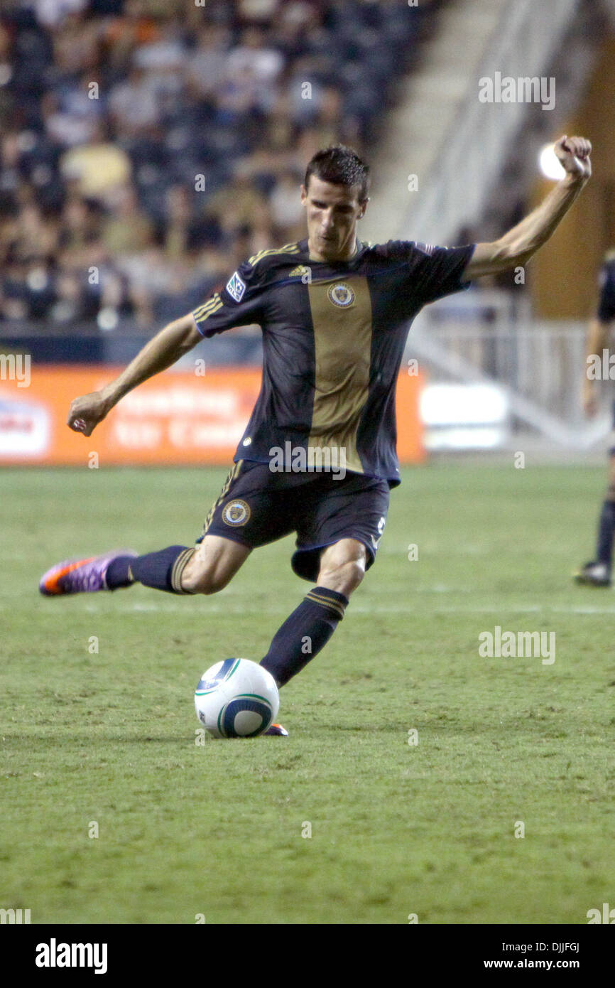 Unione di Philadelphia in avanti SEBASTIEN LE TOUX (#9) dribbling la palla durante il match contro il Real Salt Lake in PPL Park di Chester, PA. Le squadre legato 1-1. (Credito Immagine: © Kate McGovern/Southcreek globale/ZUMApress.com) Foto Stock