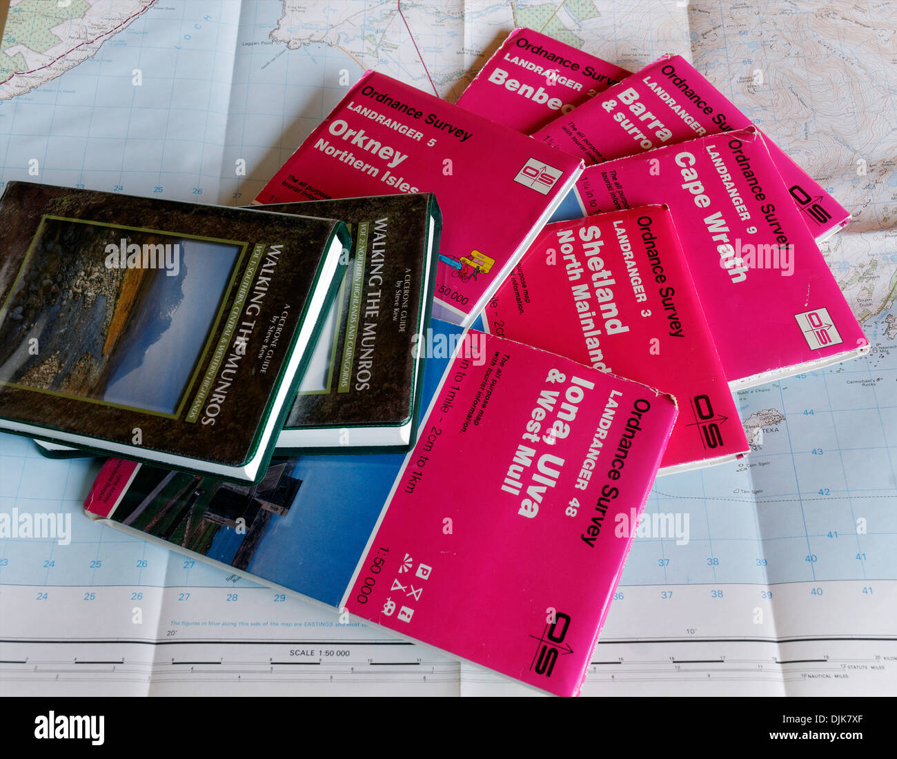 1:50.000 carte OS nelle isole della Scozia isole Orcadi shetland iona islay barra Foto Stock