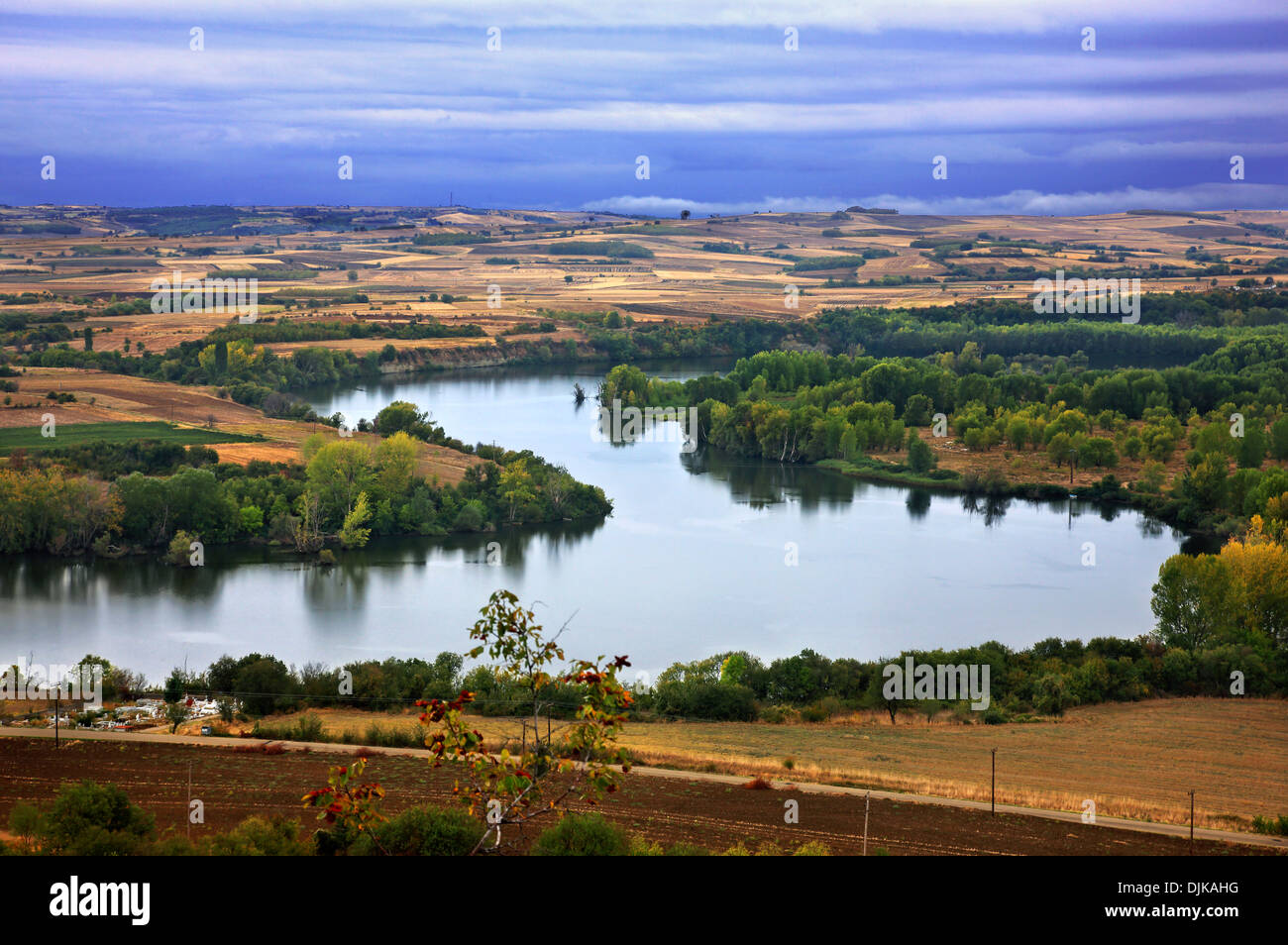 Ardas fiume, vicino al villaggio di Milia, molto vicino alle frontiere Greek-Bulgarian, di Evros, di Tracia, Grecia Foto Stock