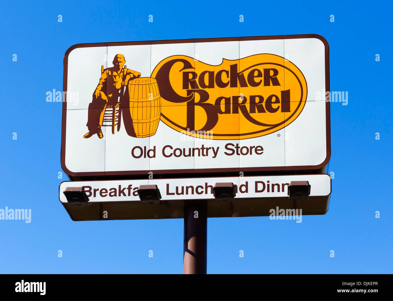 Il Cracker Barrel Old Country Store restaurant sign, Central Florida, Stati Uniti d'America Foto Stock