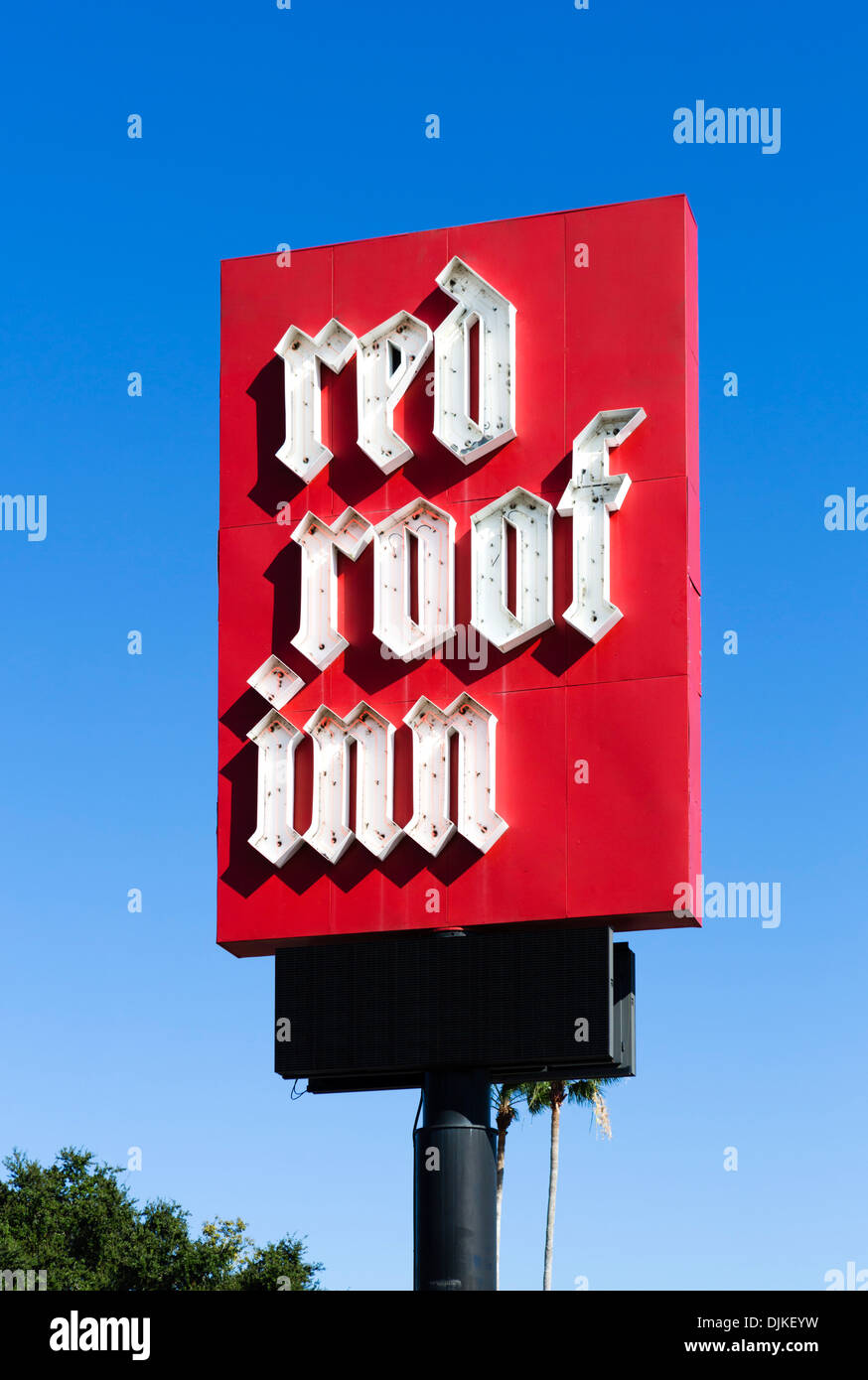 Red Roof Inn hotel segno, Central Florida, Stati Uniti d'America Foto Stock