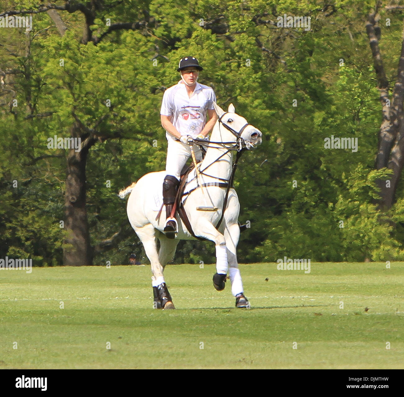 Il principe Harry del Galles la riproduzione di polo in Carworth Park con il suo fratello Berkshire, Inghilterra - 12.05.12 Foto Stock
