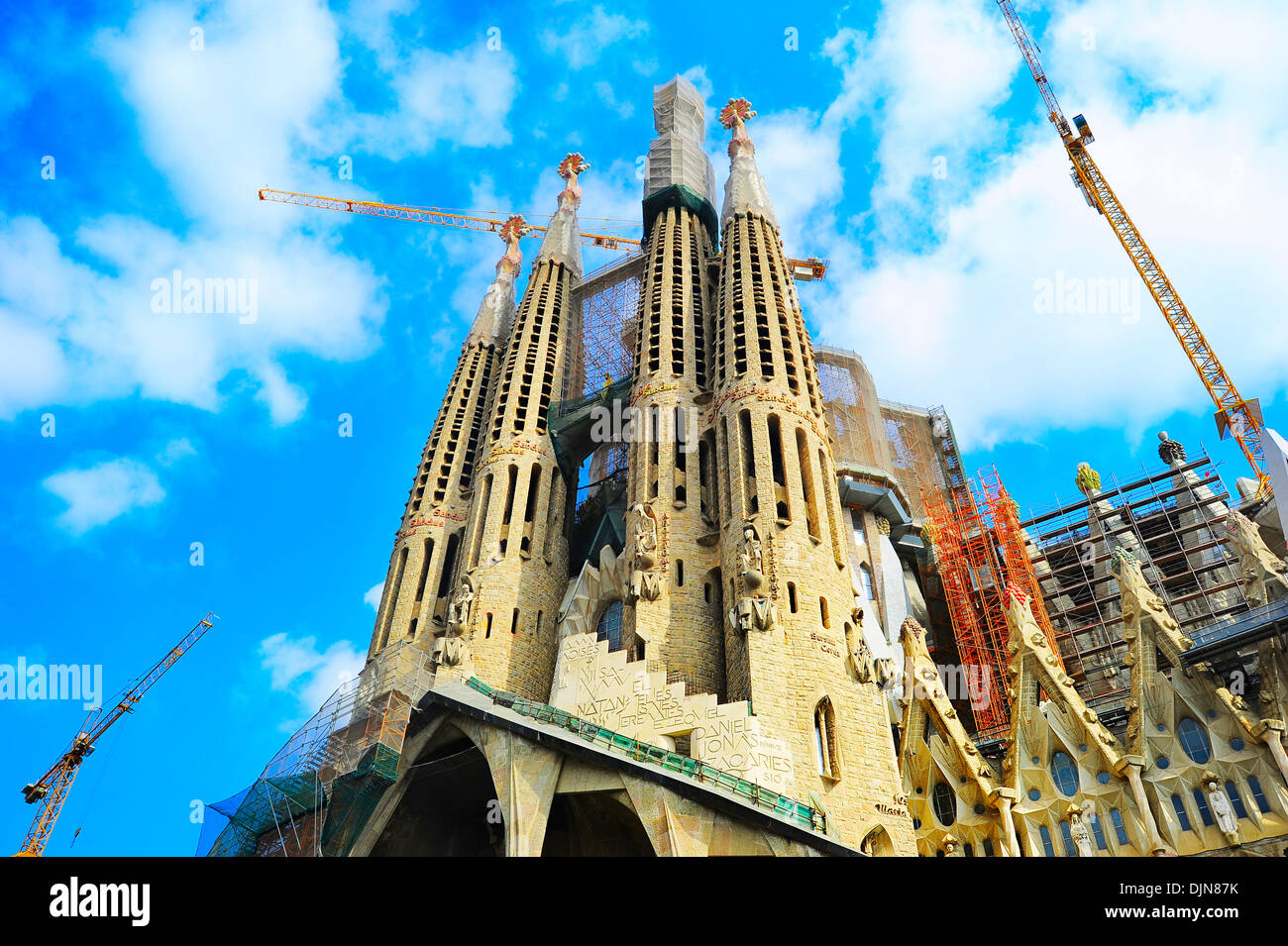 La Sagrada Familia, l'imponente cattedrale progettata da Antoni Gaudi Foto Stock