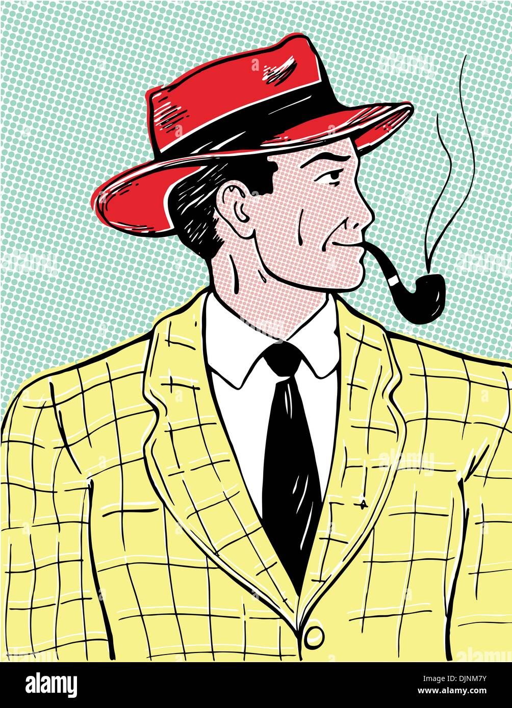 In stile fumetto uomo con tubo. Illustrazione Vettoriale