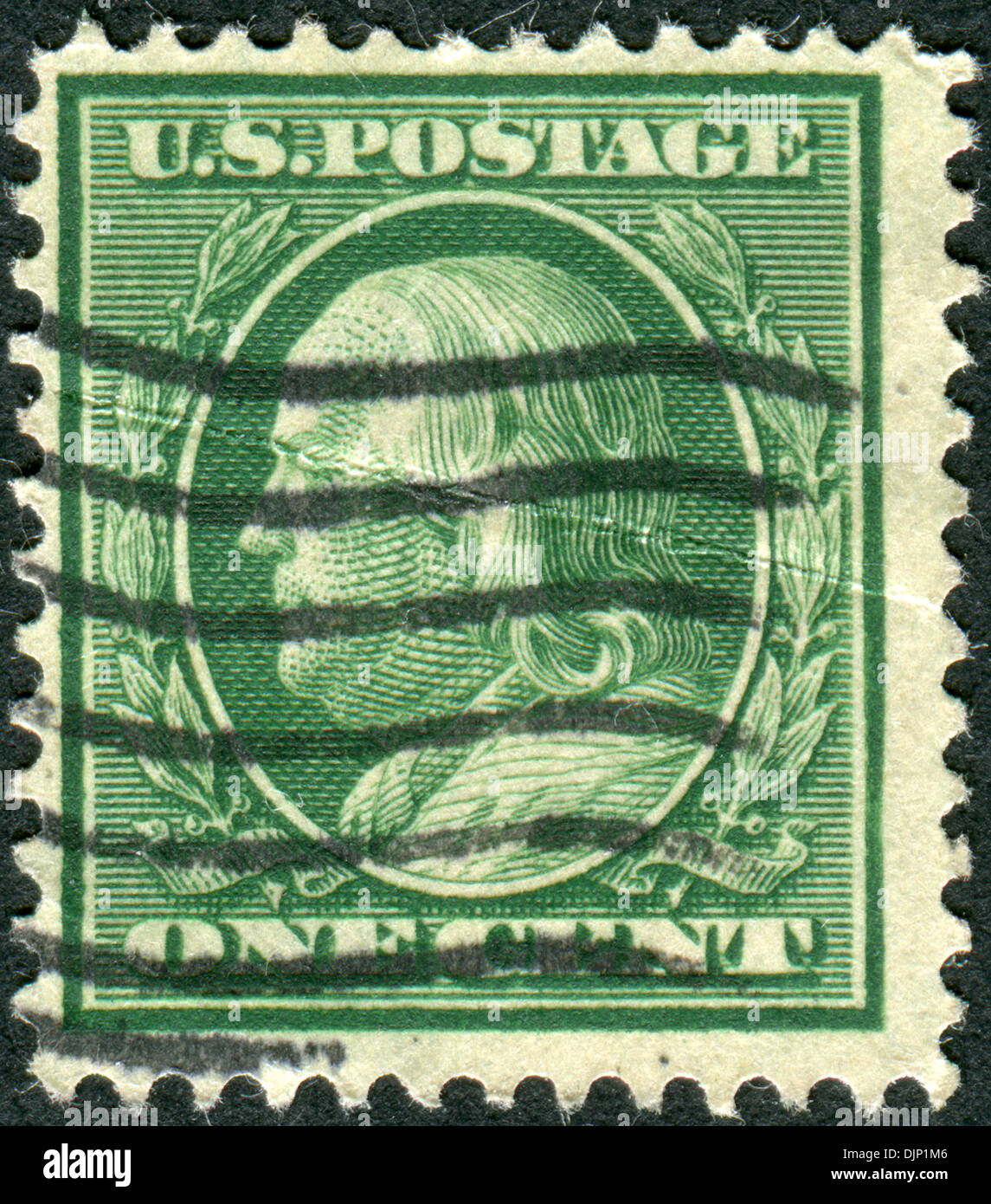 Timbro Stampato negli USA, un ritratto di sesto presidente della Pennsylvania, il fondatore di Stati Uniti, Benjamin Franklin Foto Stock