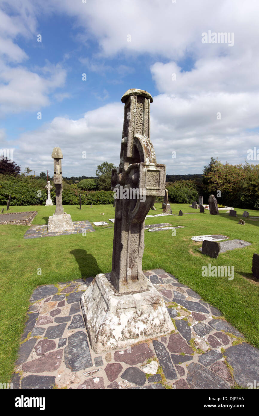 Ahenny nord e sud attraversa alta. Trovato presso il sito monastico di Kilclispeen. Co Tipperary, Irlanda Foto Stock