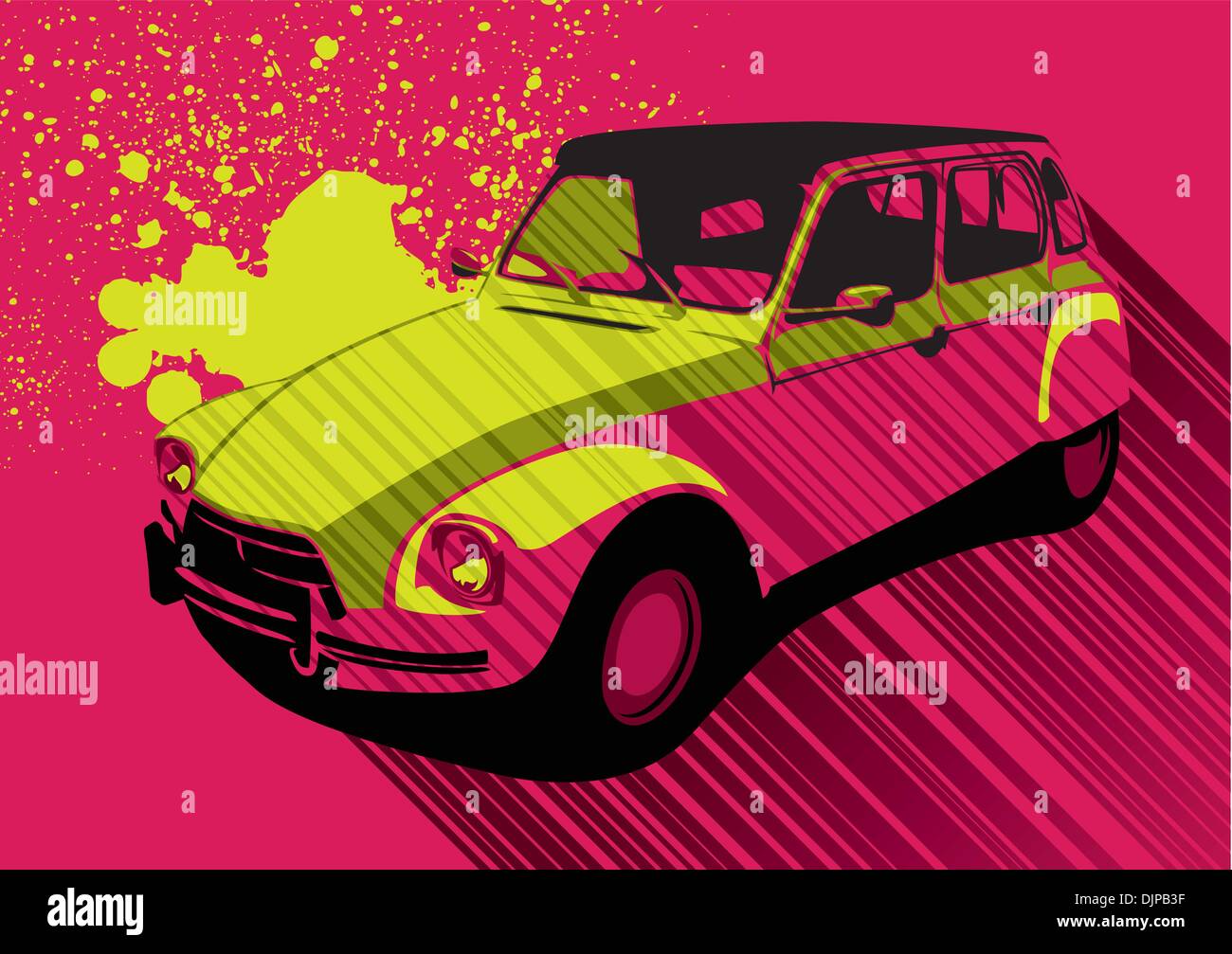 Progettato artistico con banner colorati auto rétro Illustrazione Vettoriale