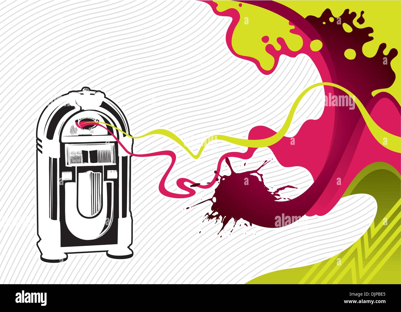 Progettato stilizzata banner con jukebox Illustrazione Vettoriale