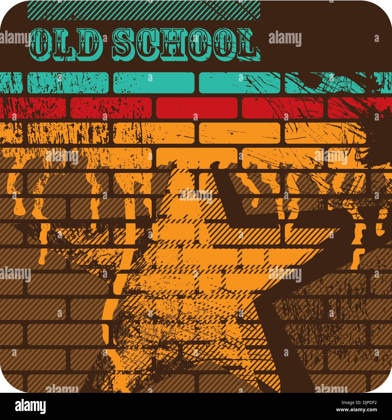 Retrò artistico di parete di mattoni Illustrazione Vettoriale