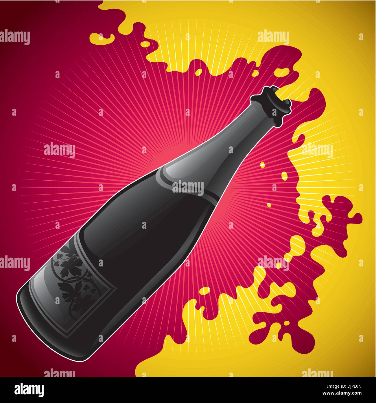 Illustrazione stilizzata della bottiglia di champagne Illustrazione Vettoriale