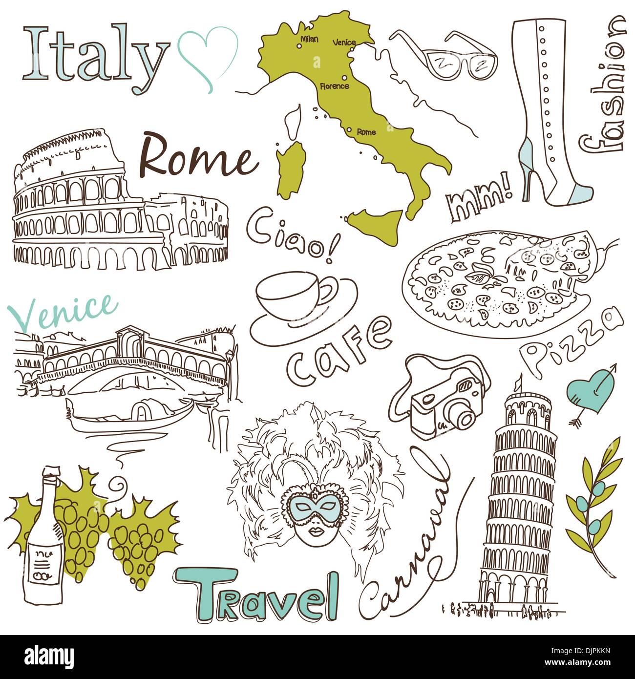 Visite turistiche in Italia Illustrazione Vettoriale