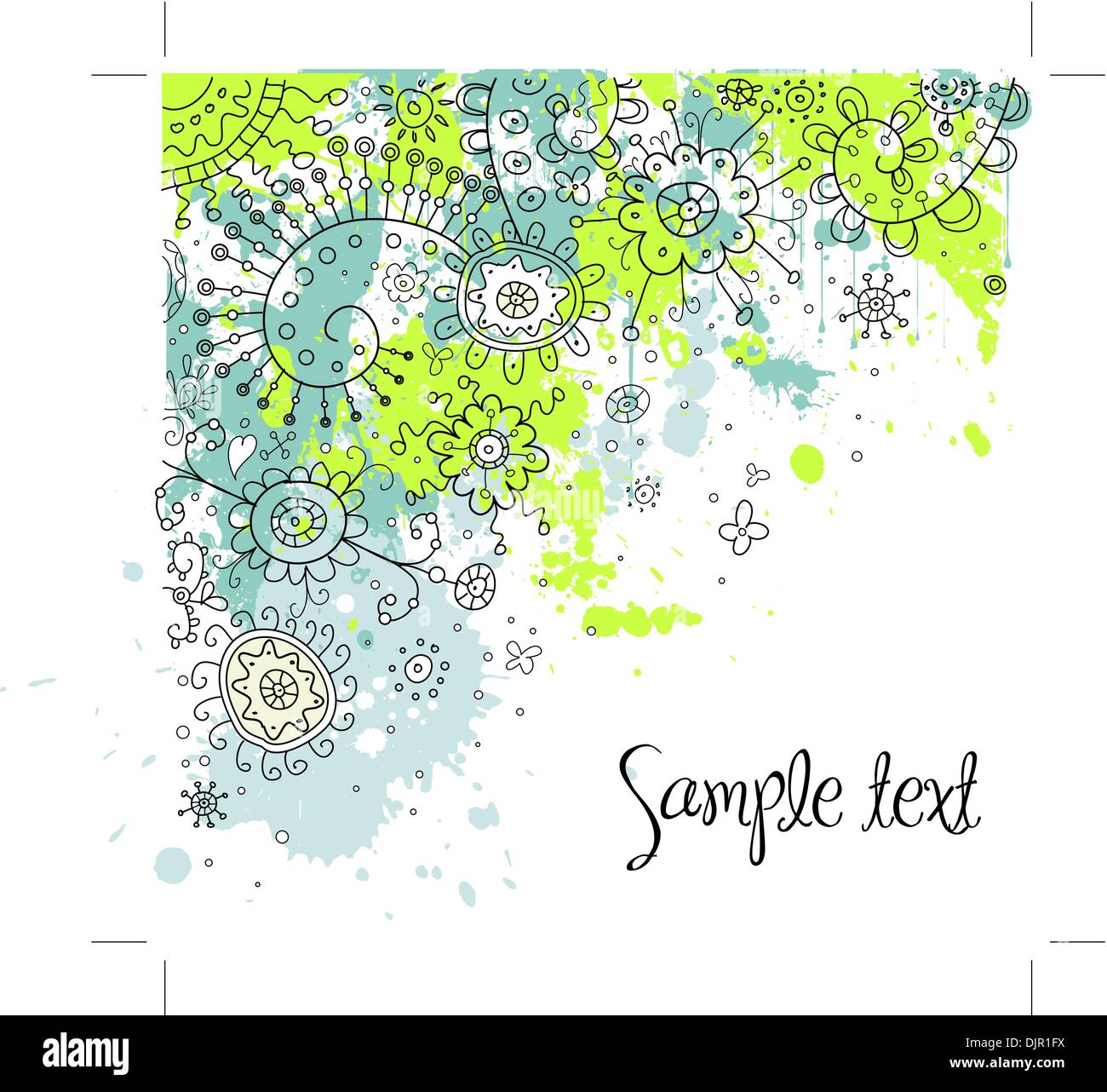 Hand-Drawn scarabocchi astratto e fiori illustrazione vettoriale Illustrazione Vettoriale