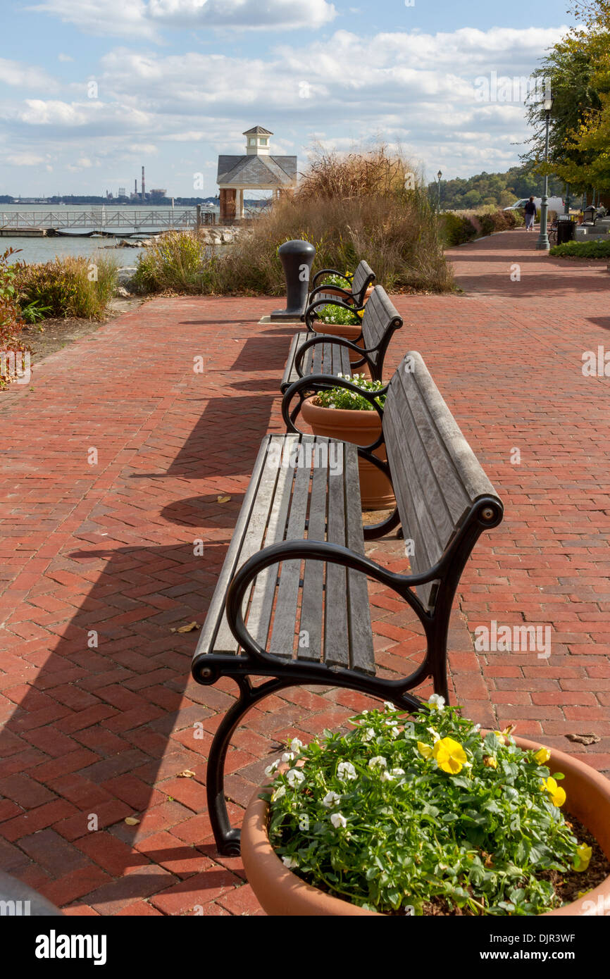 Parco del centro storico di Yorktown nel Colonial National Historical Park in Virginia. Foto Stock