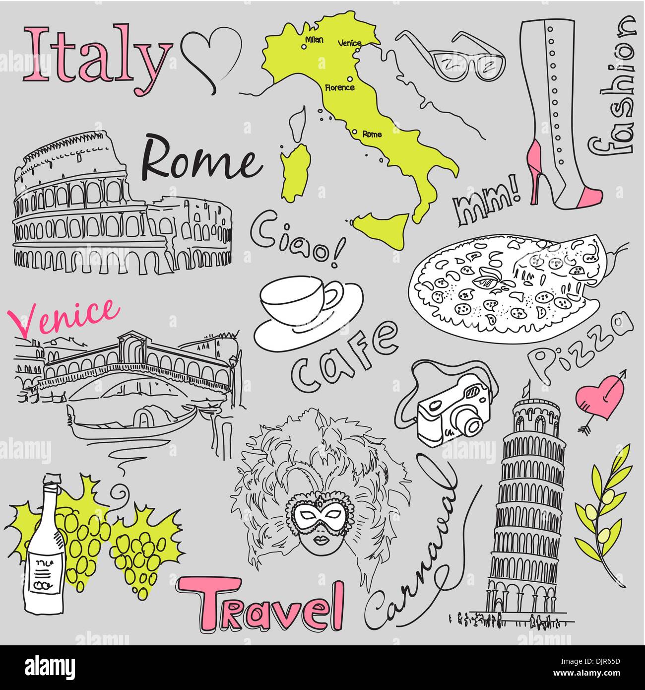 Visite turistiche in Italia Illustrazione Vettoriale