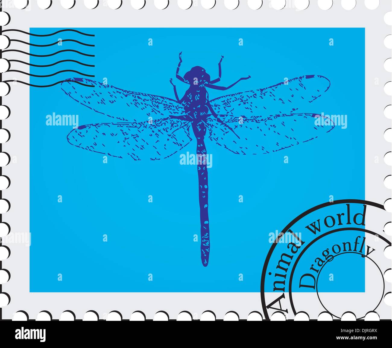 Timbro. Dragonfly. Vettore Illustrazione Vettoriale