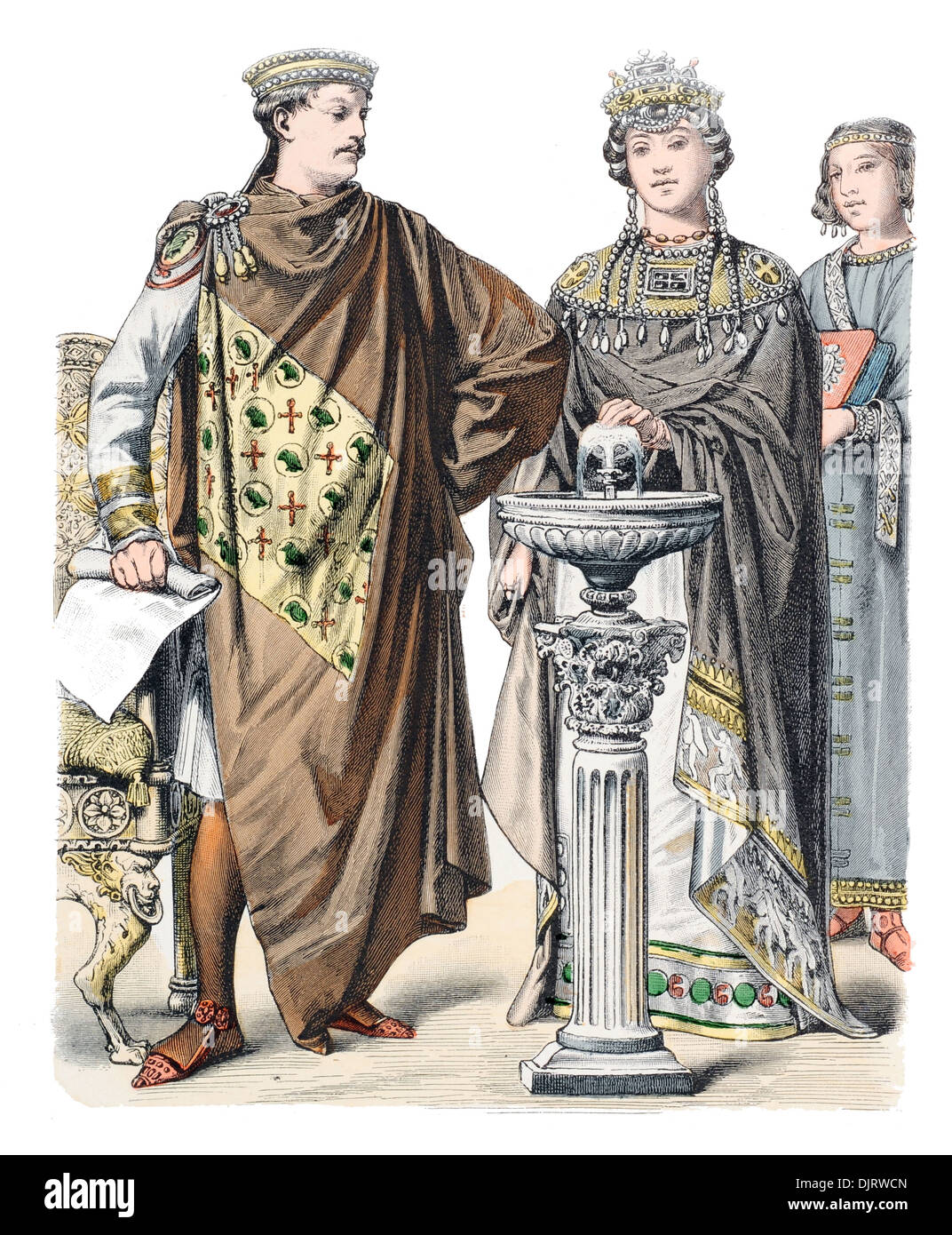 Vi secolo VI 500s Bisanzio Impero Romano d'Oriente Giustiniano con Imperatrice Teodora Foto Stock