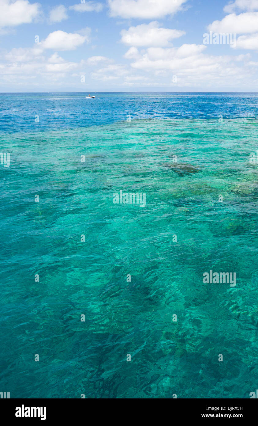 Chiara, acque turchesi sulla Grande Barriera Corallina in tropicale Nord Queensland, Australia Foto Stock