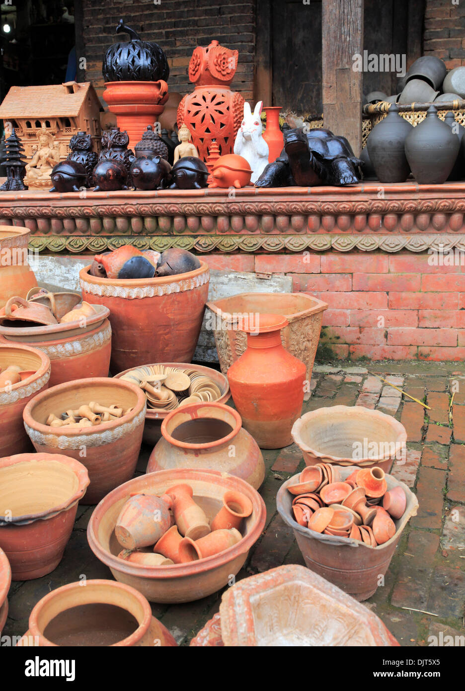 Negozio di ceramiche, ceramica quadrato, Bhaktapur, Nepal Foto Stock