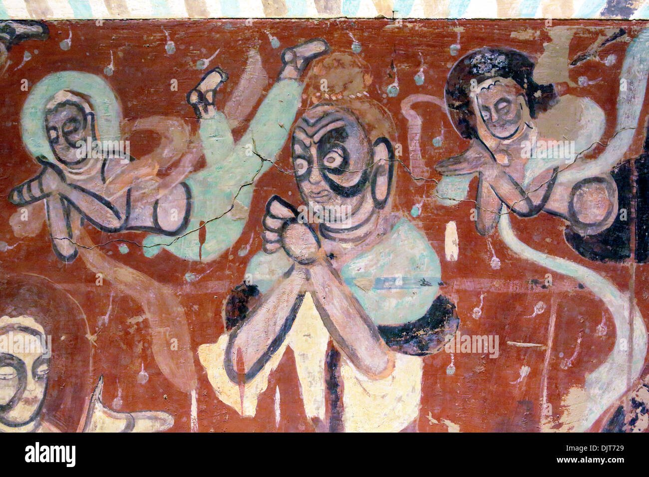 Pittura murale, grotte di Mogao museum, Dunhuang, provincia di Gansu, Cina Foto Stock