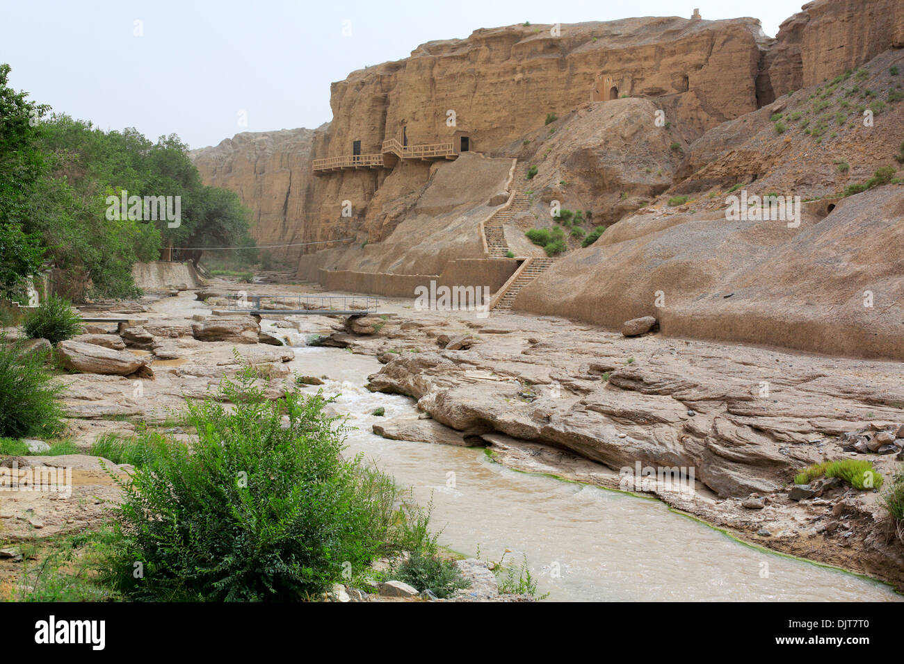 Valle Yuilin e grotte, provincia di Gansu, Cina Foto Stock
