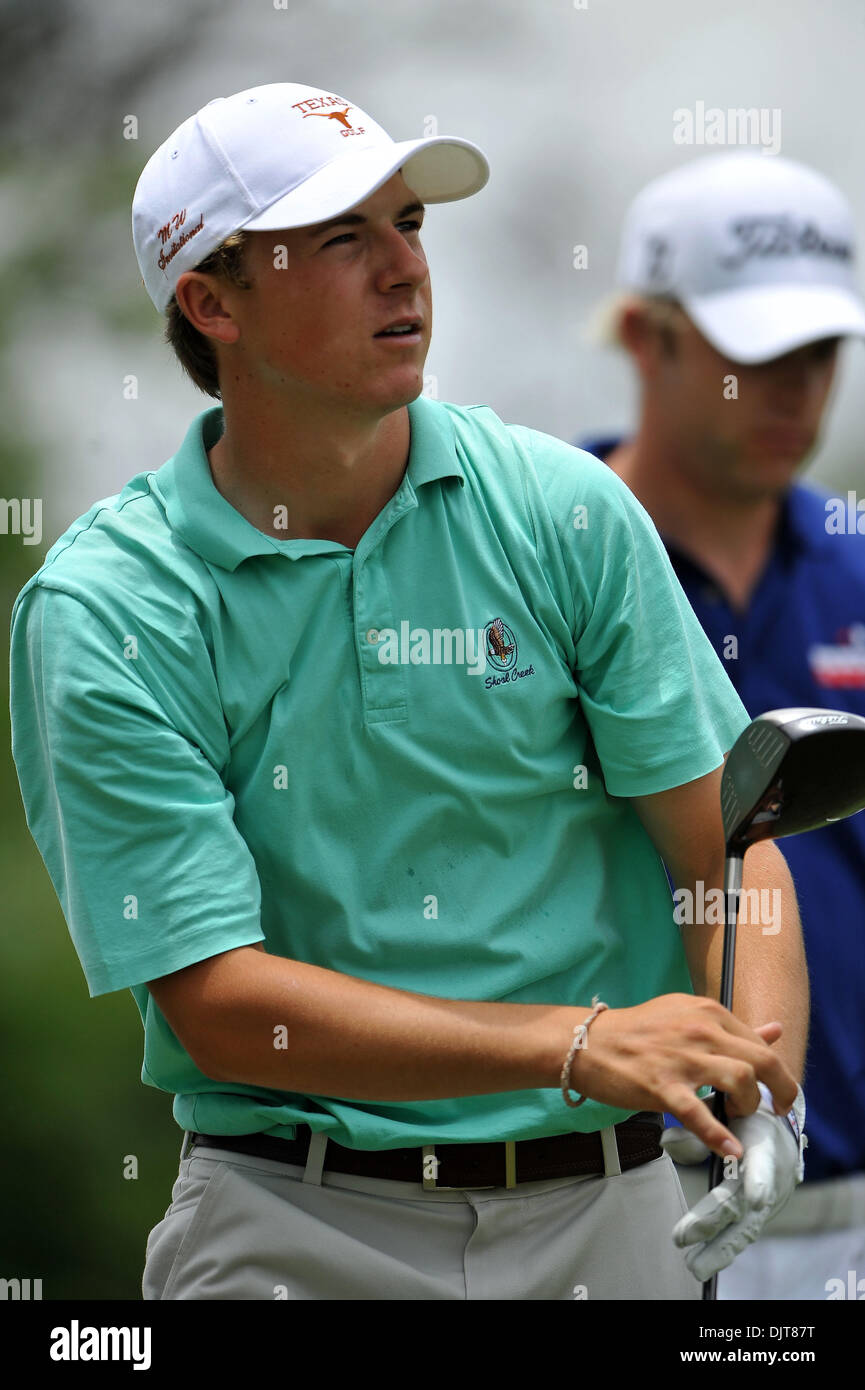 Jordan Spieth tees off al nono foro durante l'HP Byron Nelson Championship a TPC Four Seasons Resort Las Colinas in Irving, Texas (credito Immagine: © Patrick Green/Southcreek globale/ZUMApress.com) Foto Stock