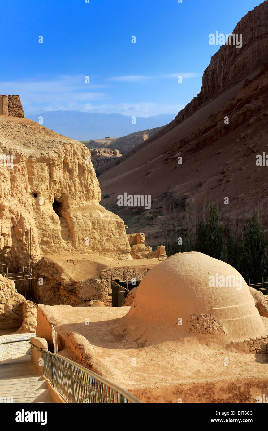 Bezeklik Grotte, Xinjiang Uyghur Regione autonoma, Cina Foto Stock