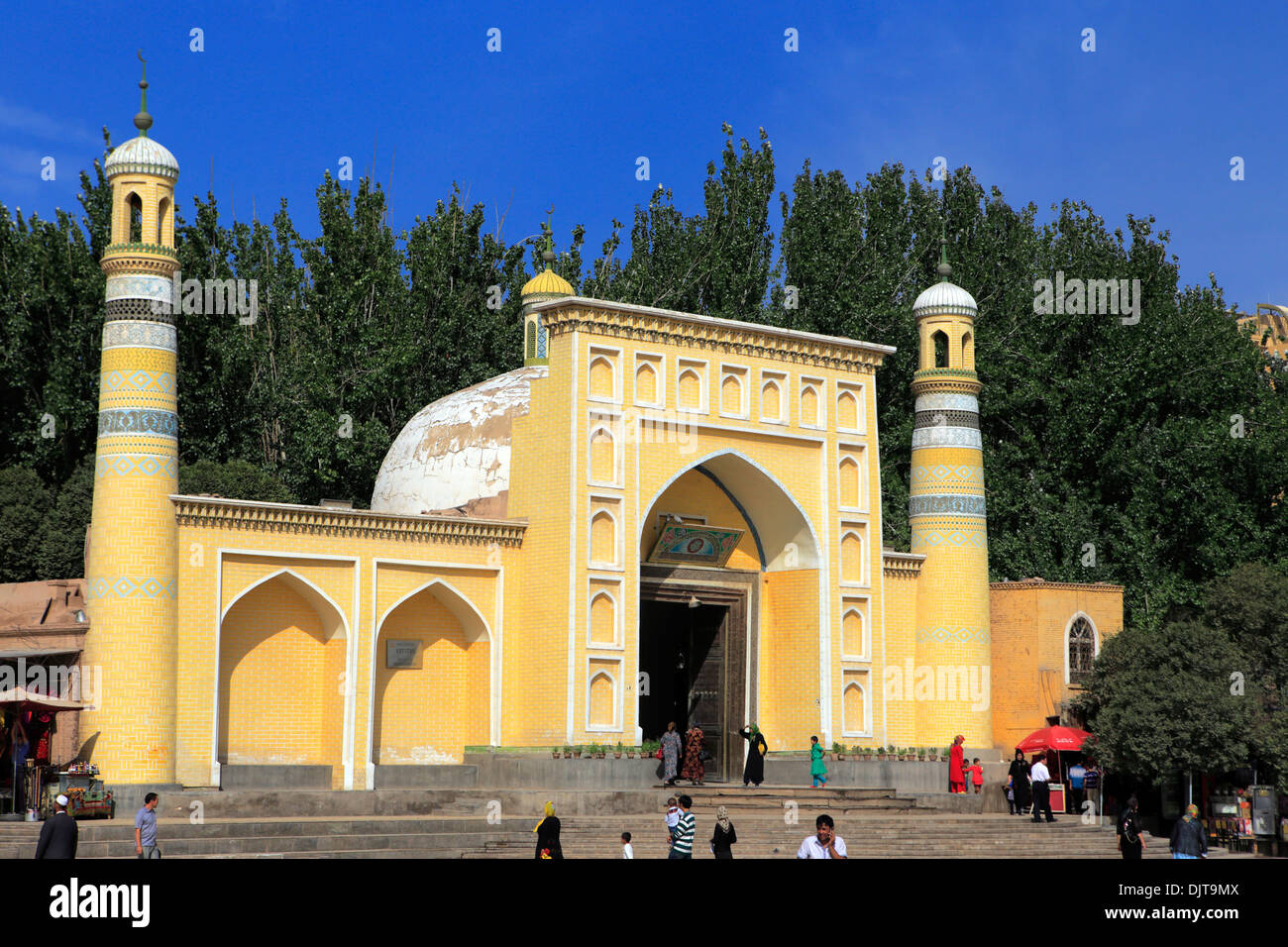 Alla Moschea Id kah, Kashgar (Kashi), Kashgar Prefettura, Xinjiang Uyghur Regione autonoma, Cina Foto Stock