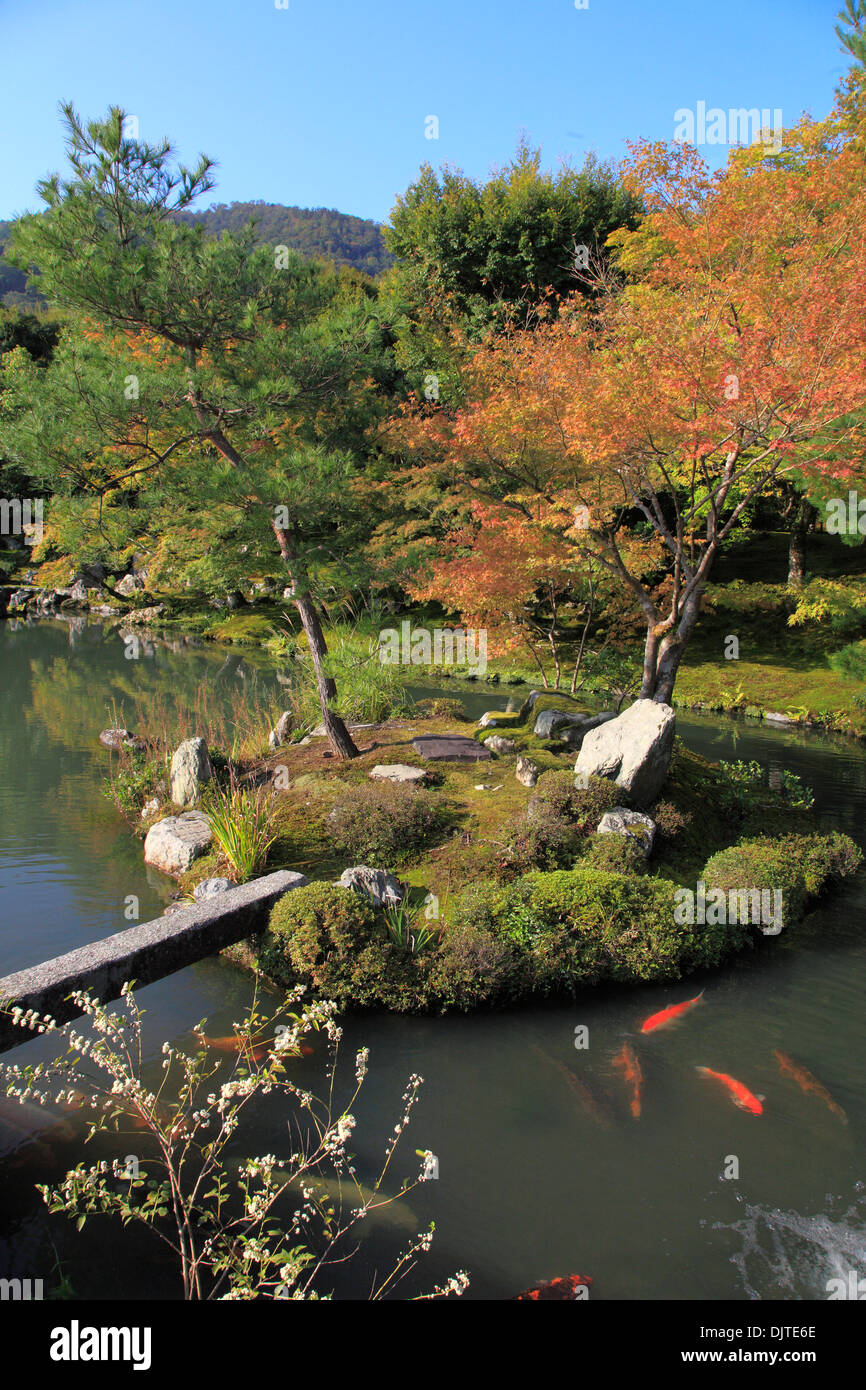 Giappone, Kyoto Arashiyama, tempio di Tenryuji, giardino, STAGNO, Foto Stock