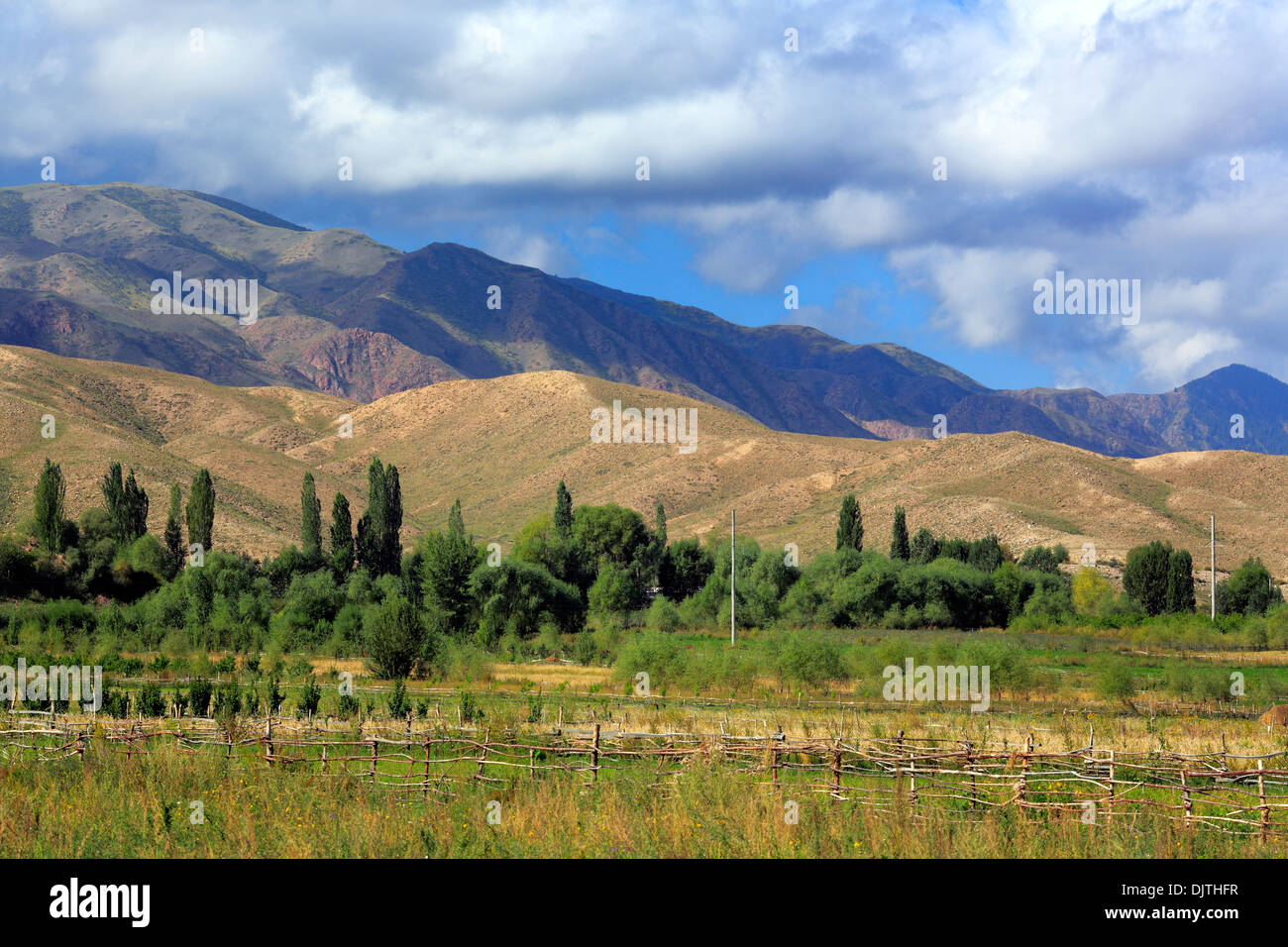 Le montagne in Issyk Kul lake shore, Issyk Kul oblast, Kirghizistan Foto Stock