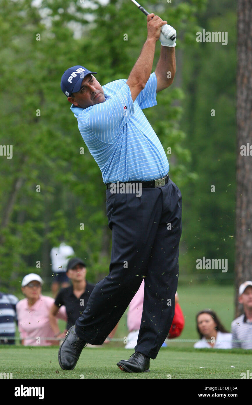 Angel Cabrera di Argentina tees off al 9° foro. Shell Houston aperto al Redstone Golf Club di Houston, Texas. (Credito Immagine: © Luis Leyva/Southcreek globale/ZUMApress.com) Foto Stock