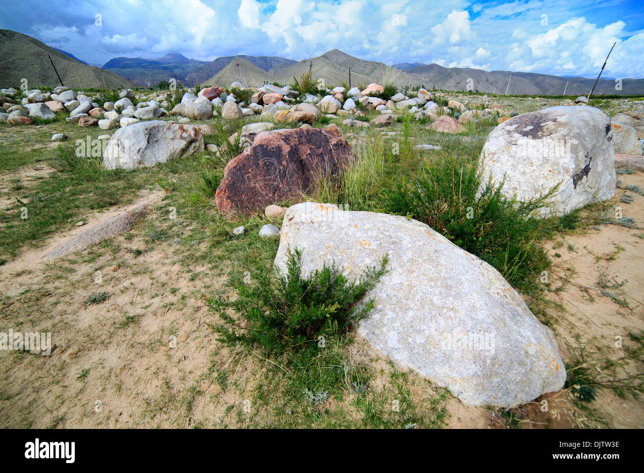 Cholpon Ata petroglifi Issyk Kul oblast, Kirghizistan Foto Stock