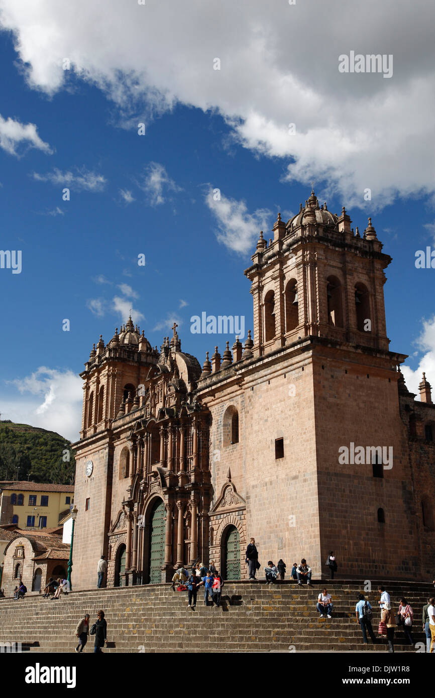 La cattedrale in Plaza de Armas, Cuzco, Perù. Foto Stock