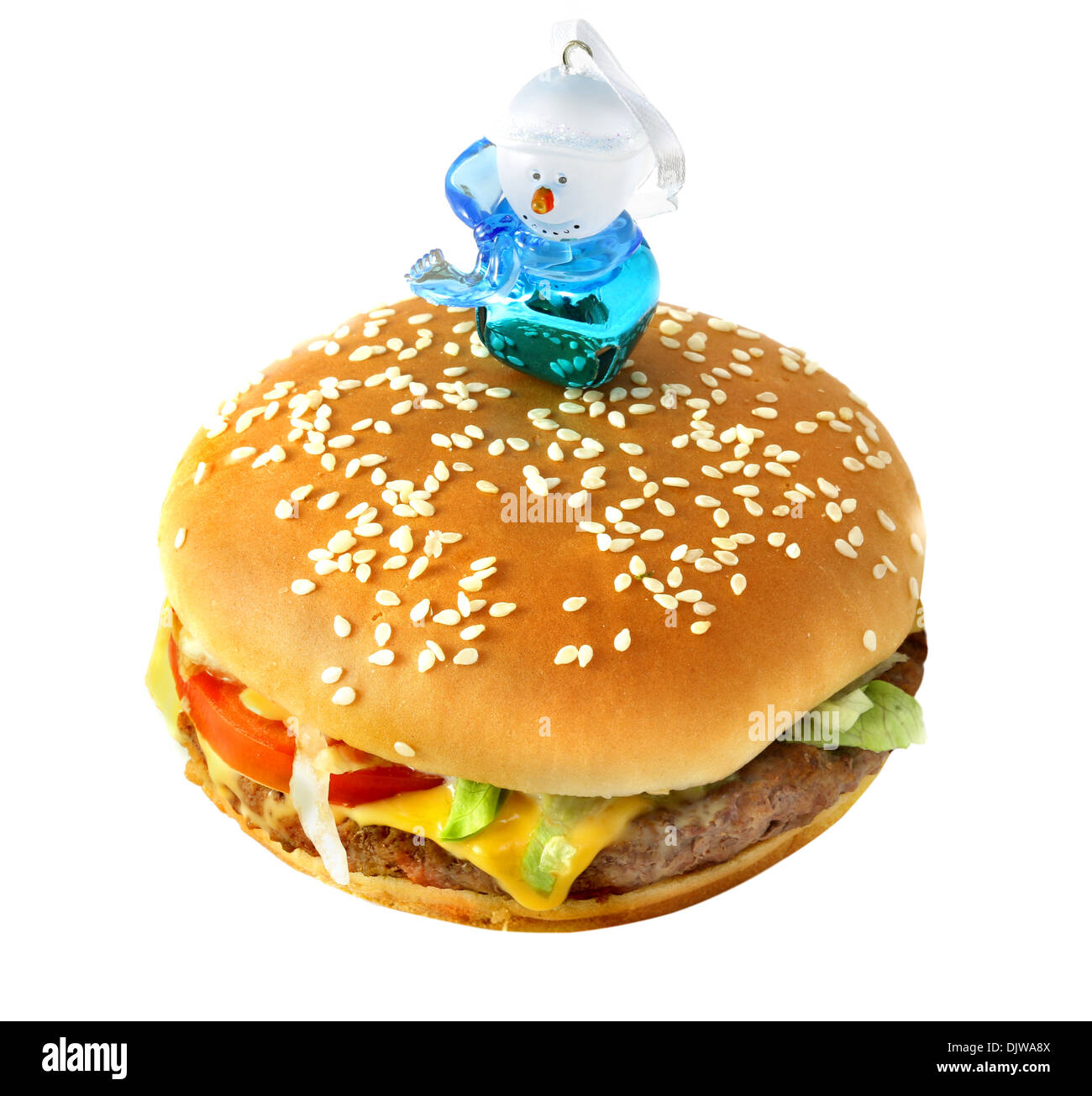Hamburger con pupazzo di neve Foto Stock