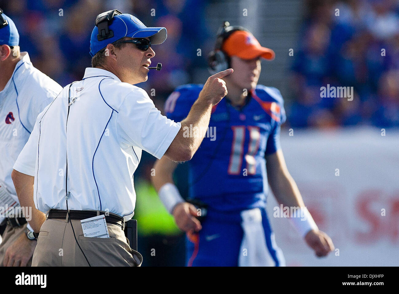 Nov. 6, 2010 - Boise, Idaho, Stati Uniti d'America - Boise State durante la seconda metà azione come #2 Boise State sconfitto Hawaii 42-7 in Bronco Stadium. (Credito Immagine: © Stanley Brewster Southcreek/Global/ZUMApress.com) Foto Stock