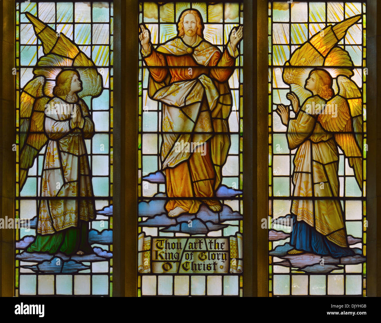 Finestra orientale (dettaglio). Chiesa di San Paolo a Grange-over-Sands, Cumbria, England, Regno Unito, Europa. Foto Stock