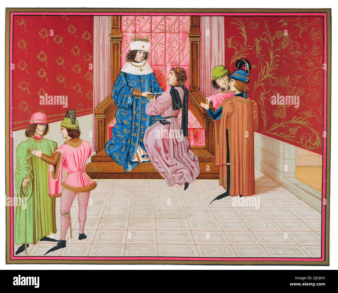 Edward IV e Richard duca di Gloucester a corte la ricezione di Jean de Wavrin il libro, c chromolitho1471-83 Foto Stock