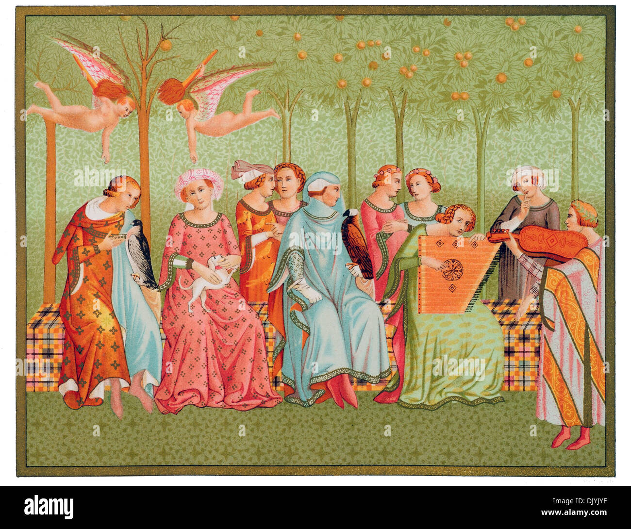 Il sogno della vita costume italiano del XIV secolo chromolitho Foto Stock