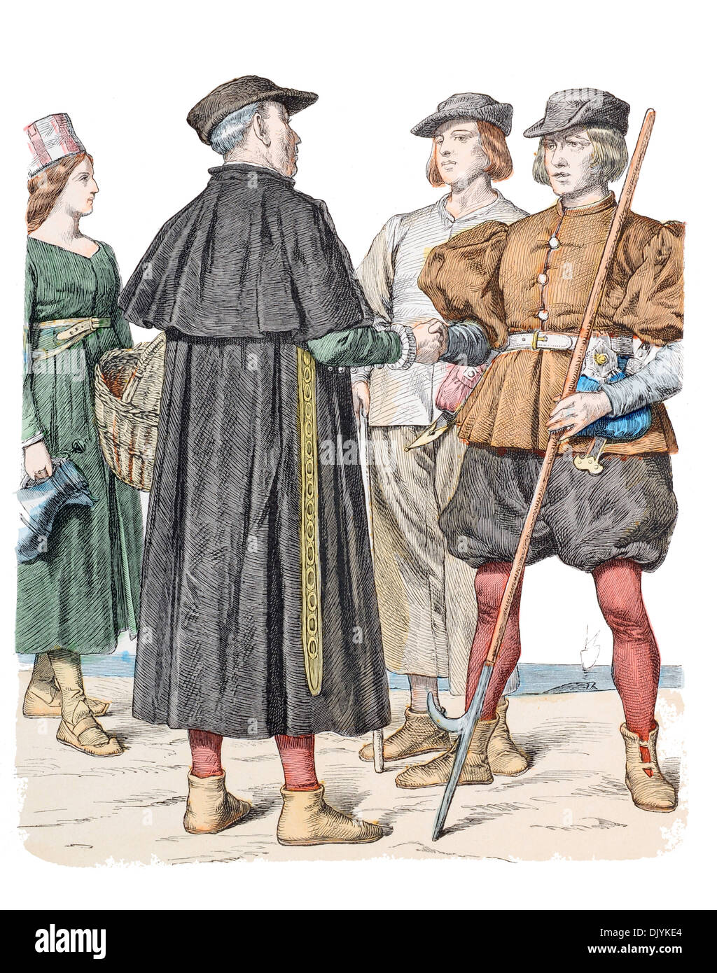Xvi secolo XVI 1500s Dutch Friesland coppia posteriore da Stapelholm e fronte mare del Nord Meclemburgo Pomerania Littoral Foto Stock