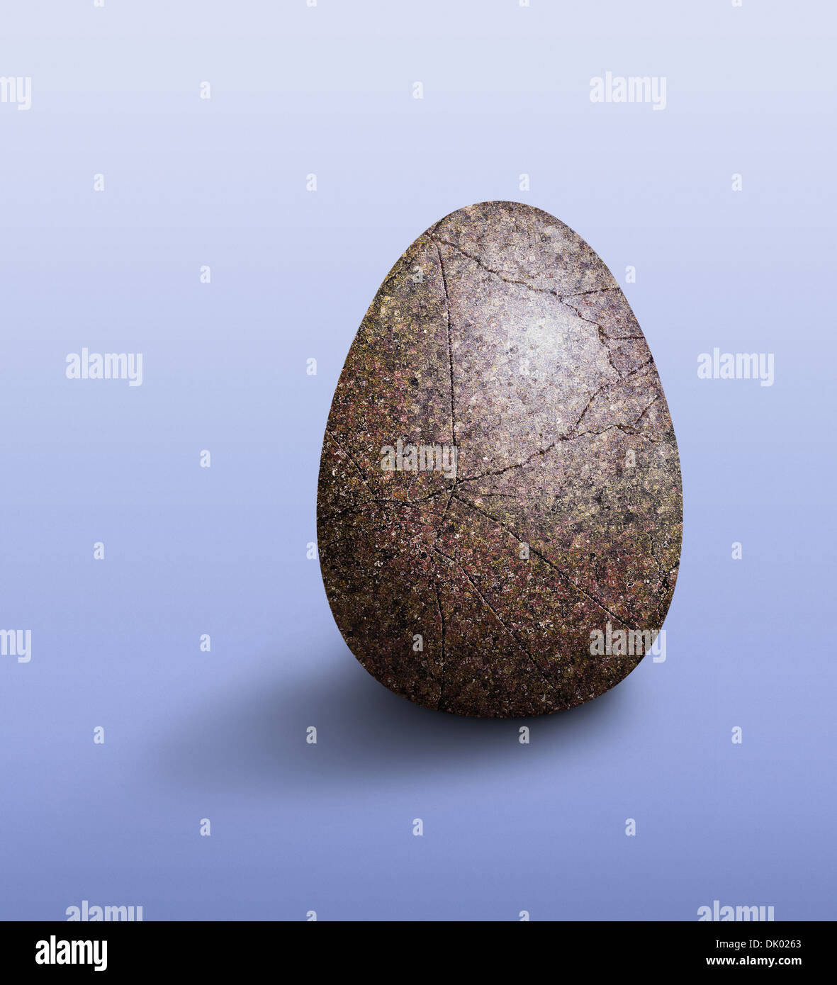 Una rappresentazione digitale di una scultura in pietra di un uovo destinato ad assomigliare a un antico manufatto Foto Stock