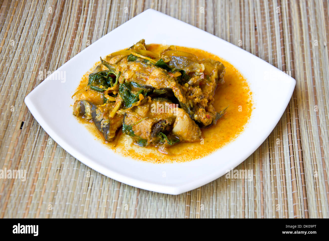 Delizioso cibo tailandese chiamata KAENG PLA DOOK dal curry piccante e pesce gatto Foto Stock