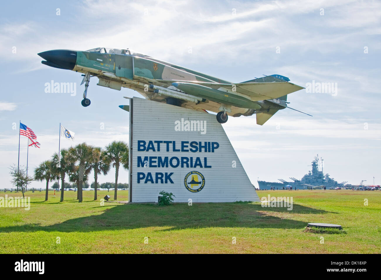 Corazzata Memorial Park al Mobile in Alabama Gulf Coast con USS Alabama. Foto Stock