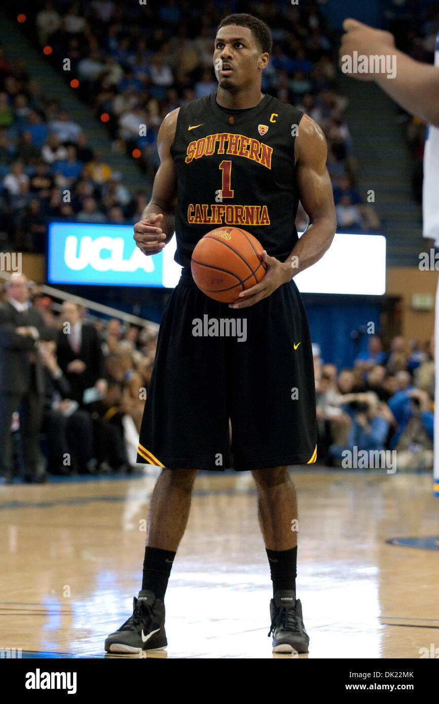 Febbraio 2, 2011 - Westwood, California, Stati Uniti - USC Trojans avanti Alex Stepheson #1 durante il NCAA pallacanestro tra l'USC Trojans e la UCLA Bruins a Pauley Pavilion. I Bruins è andato a sconfiggere i Trojan Horse con un punteggio finale di 64-50. (Credito Immagine: © Brandon Parry/Southcreek globale/ZUMAPRESS.com) Foto Stock