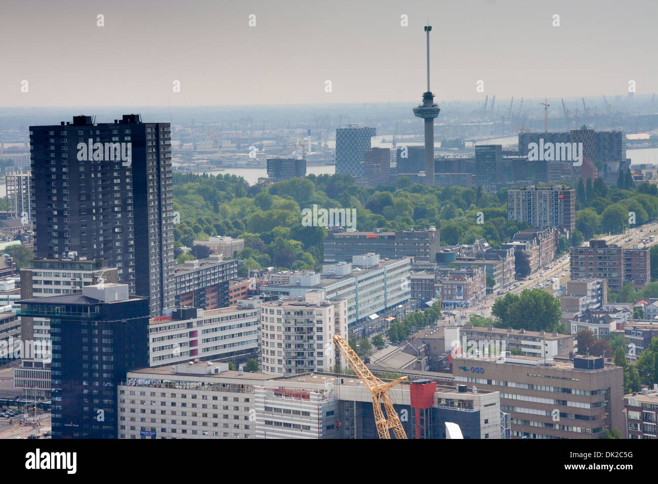 Vista aerea di Rotterdam con Europamast Foto Stock