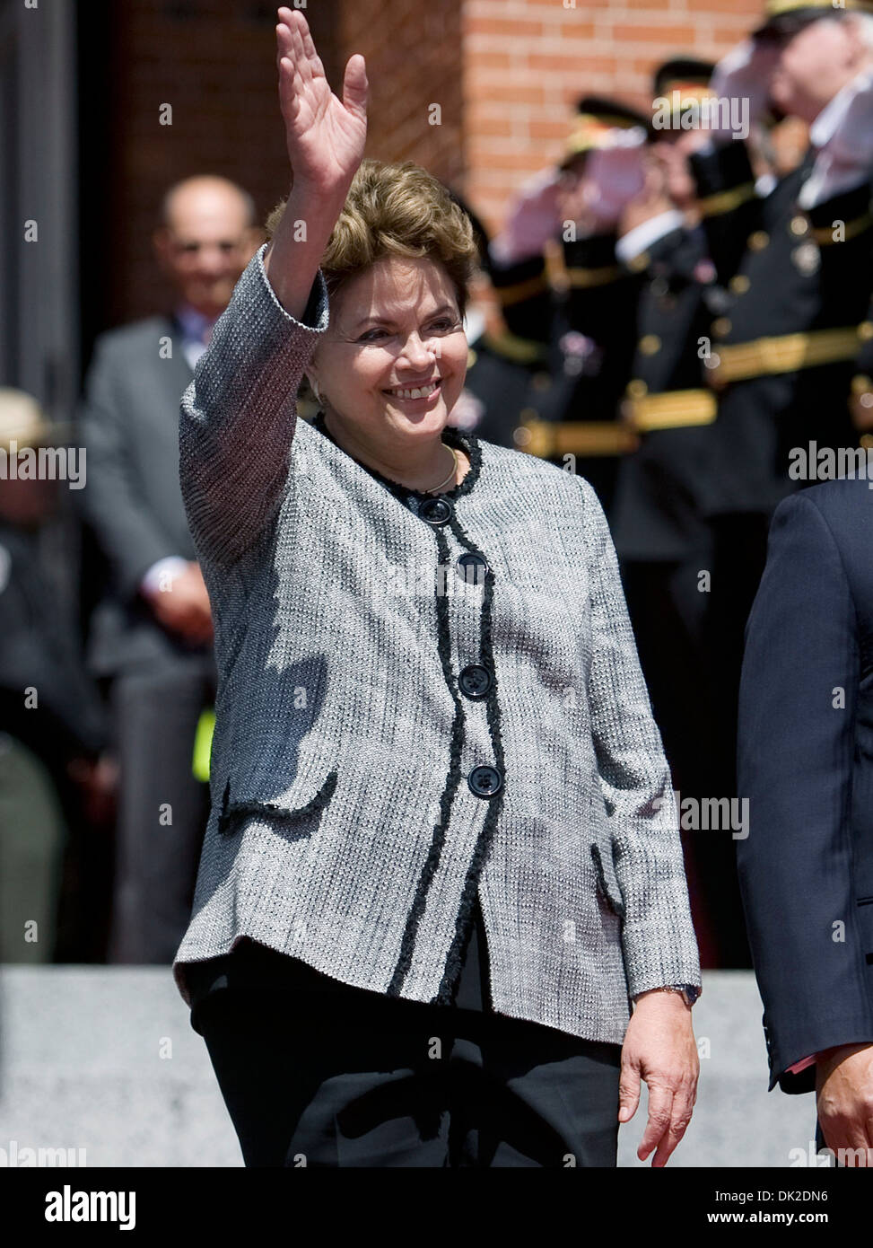Dilma Rousseff Presidente del Brasile durante la sua visita con il Massachusetts Gov Deval Patrick Boston Massachusetts - 10.04.12 Foto Stock