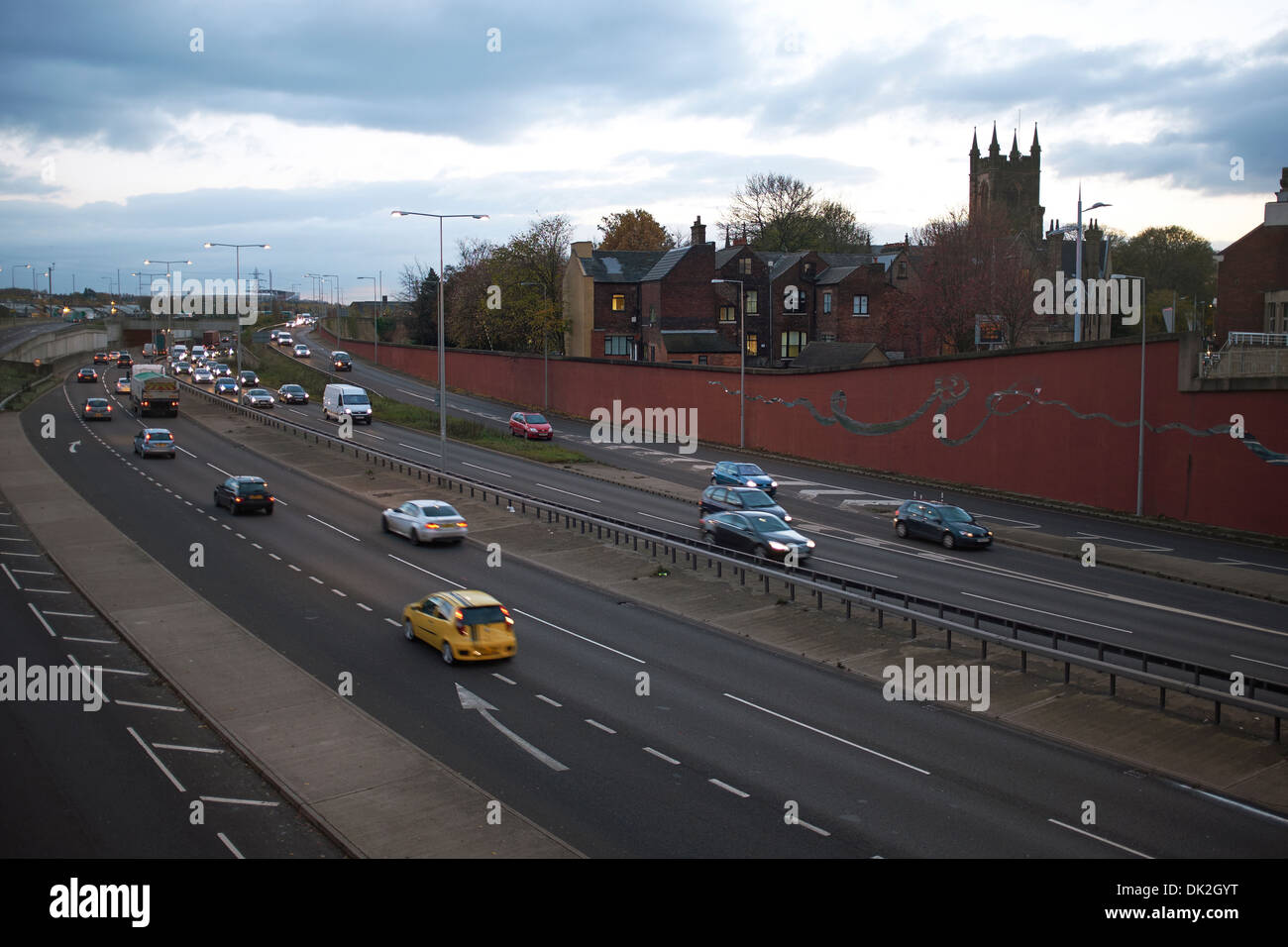 La A500 Queensway a doppia carreggiata passando attraverso Stoke on Trent Foto Stock