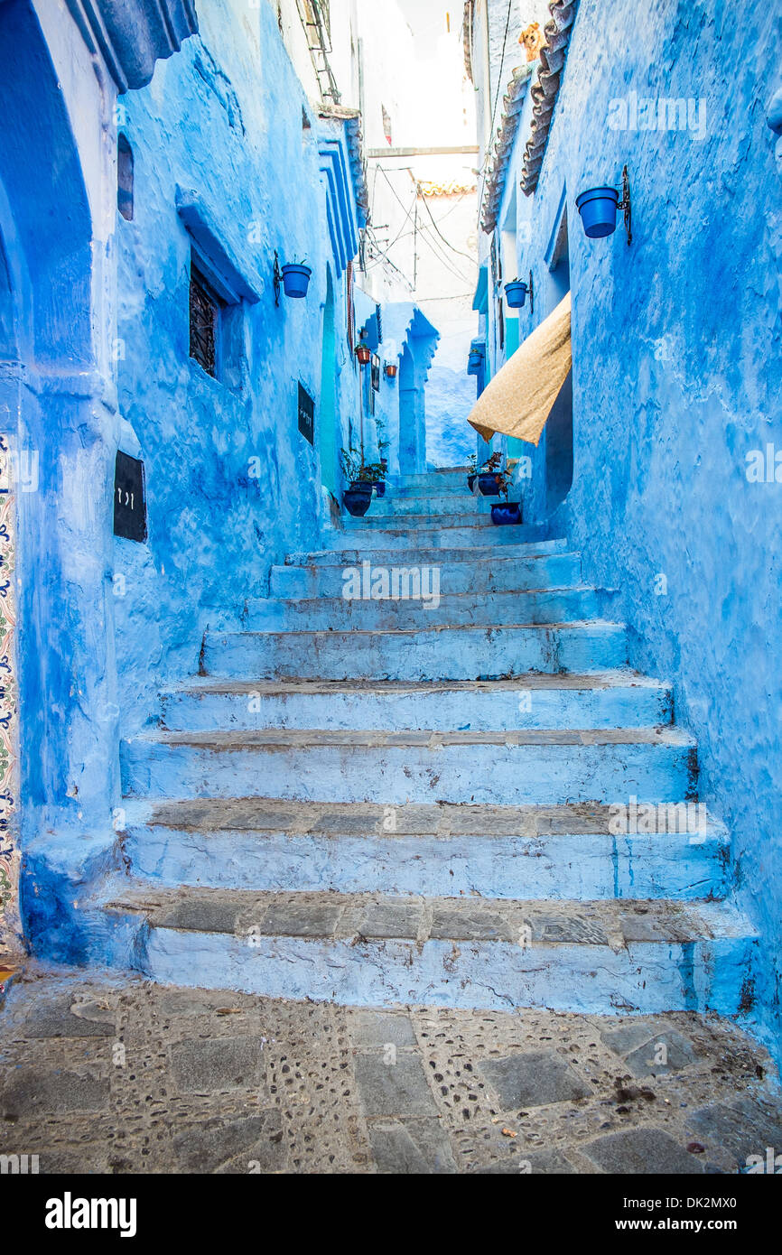 Il bel blu medina di Chefchaouen in Marocco Foto Stock