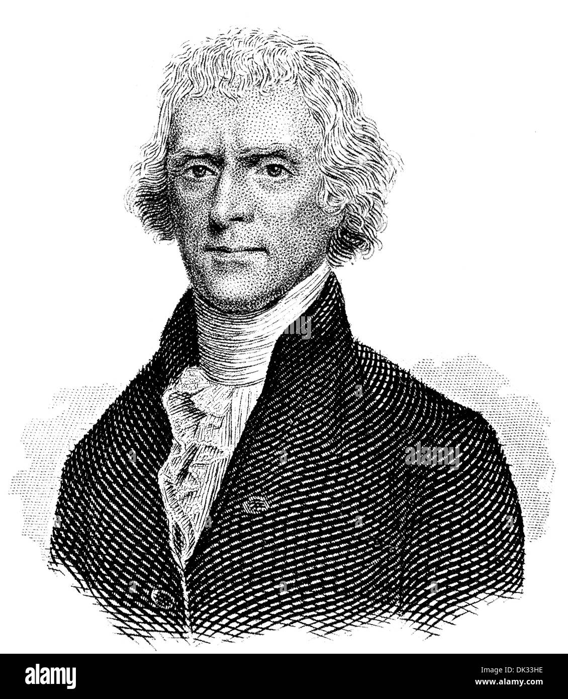 Ritratto di Thomas Jefferson, 1743 - 1826, terzo presidente degli Stati Uniti e autore principale della dichiarazione di Indep Foto Stock