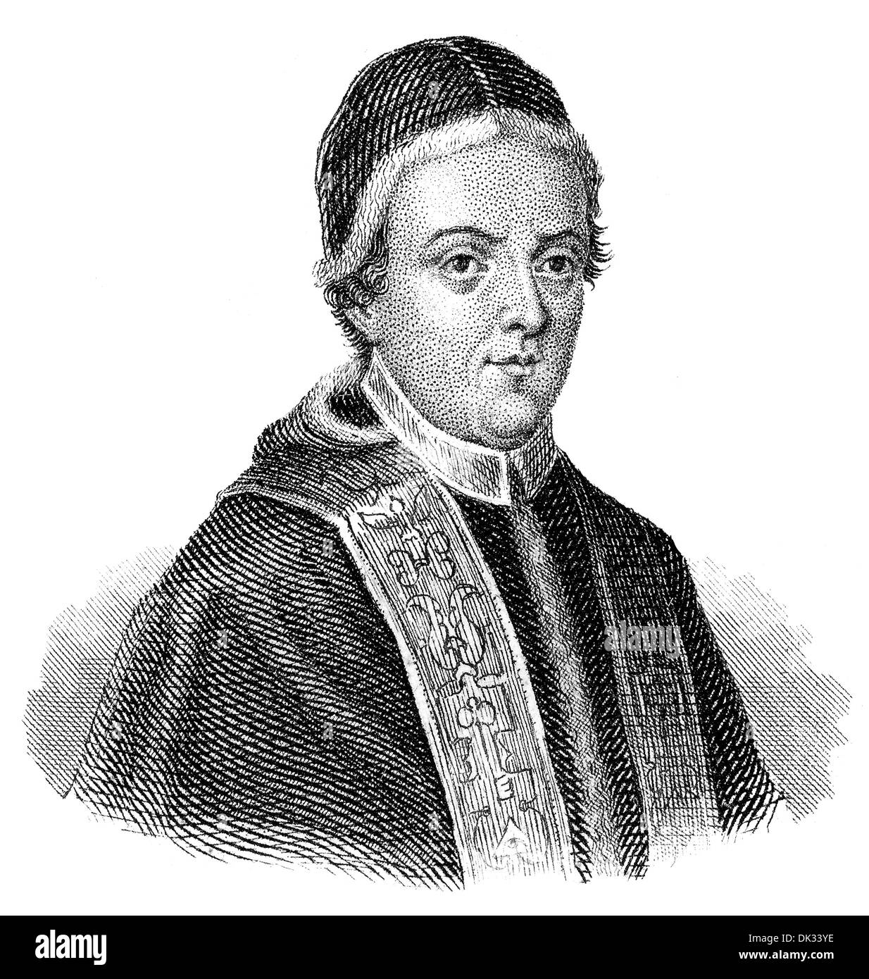 Ritratto di papa Clemente XIV, 1705 - 1774, o Giovanni Vincenzo Antonio Ganganelli, Papa della Chiesa cattolica da 1769 a 177 Foto Stock