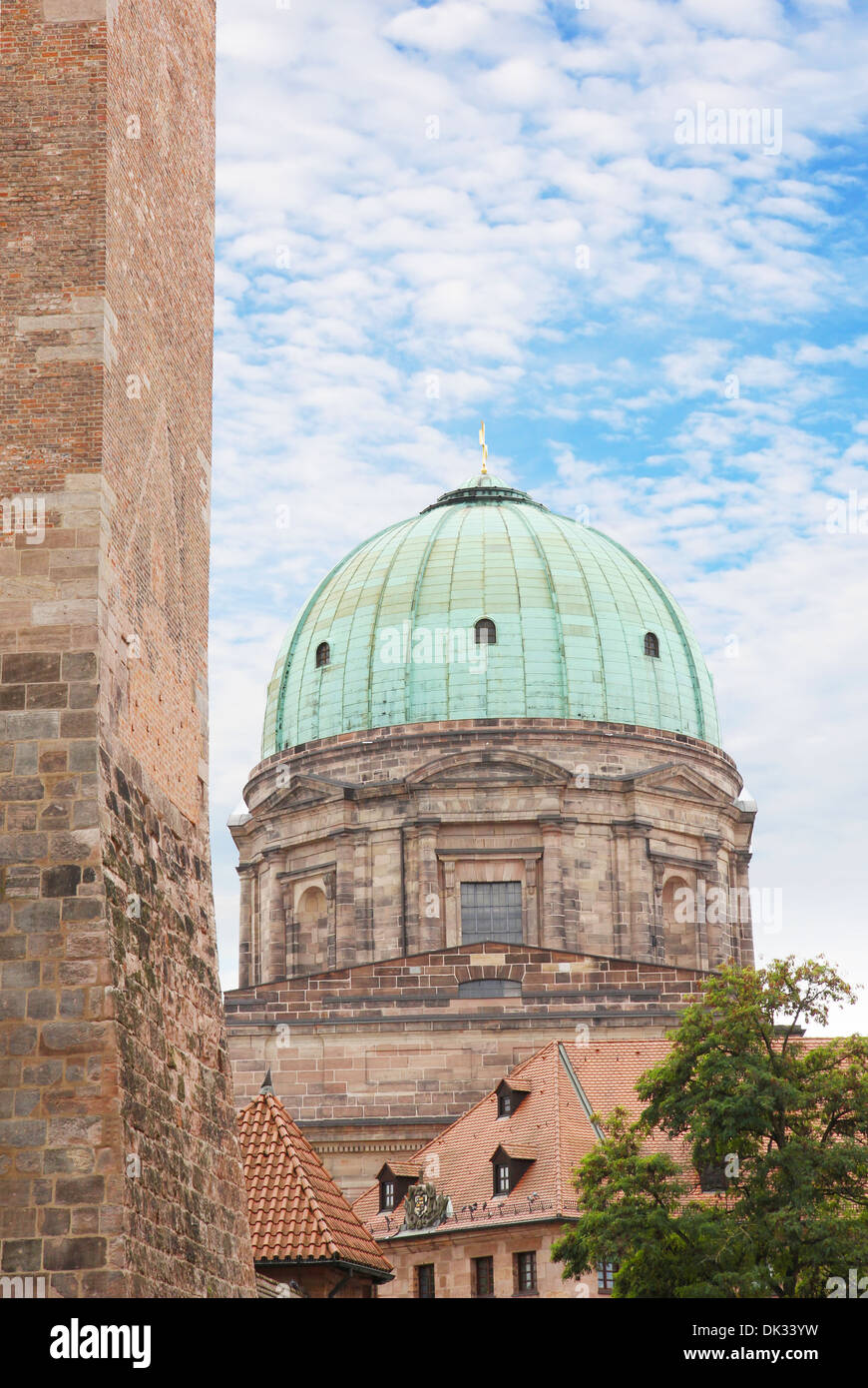 Cupola di Santa Elisabetta chiesa di Norimberga, Franconia, Baviera, Germania. Foto Stock