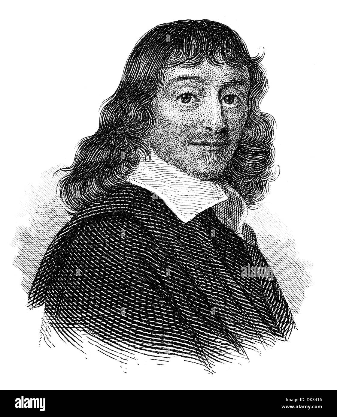 René Descartes o Renatus Cartesius, 1596 - 1650, un filosofo francese, matematico e scienziato , Foto Stock
